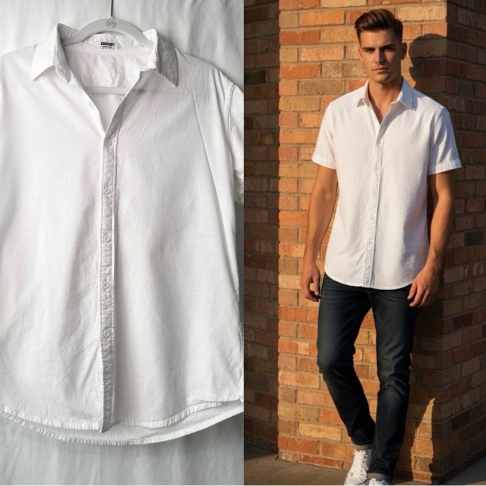 Crisp and classic White Short Sleeve Button Down - Small